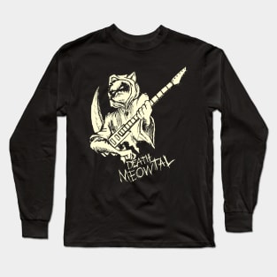 Death Metal Guitar Playing Reaper Cat Meowtal Headbanger Long Sleeve T-Shirt